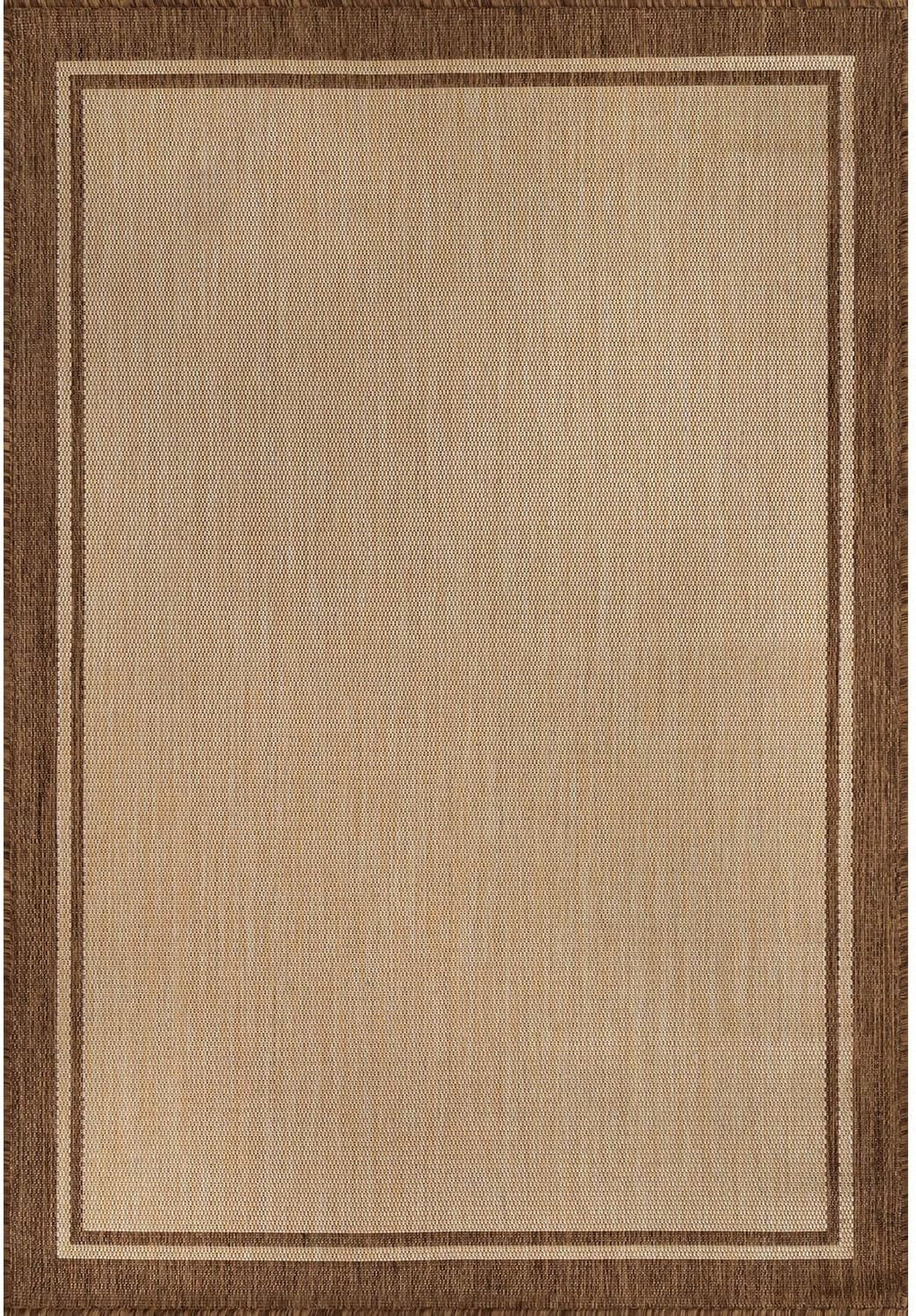 CAMILSON Outdoor Rug 8x10 Bordered Natural Brown Modern Area Rugs for Indoor and Outdoor Patios, Kitchen and Hallway Mats, Washable Porch Deck Outside Carpet (Border Jute, 8 x 10)