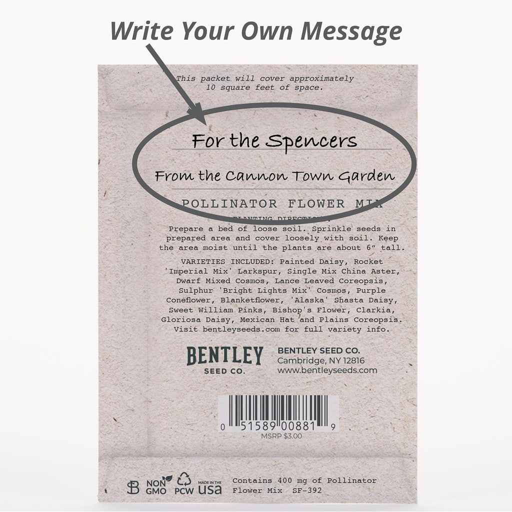 Bentley Seed Co. | Bee Kind Pollinator Flowers | Beautiful Bee Art Kraft Look Seed Packets | Environmental Favors Cards for Guests | Wildflower Mix Seed Packets | Eco-Friendly Hand Out Gift | 25 Pack