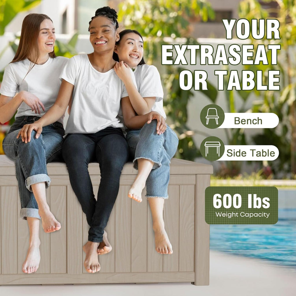 150GAL Brown Large - Capacity Outdoor Deck Box with Lock Hole – Waterproof, SGS - Certified UV Resistance, Ideal for Storing Patio Furniture Sets & Seasonal Decor, Hassle - Free Setup