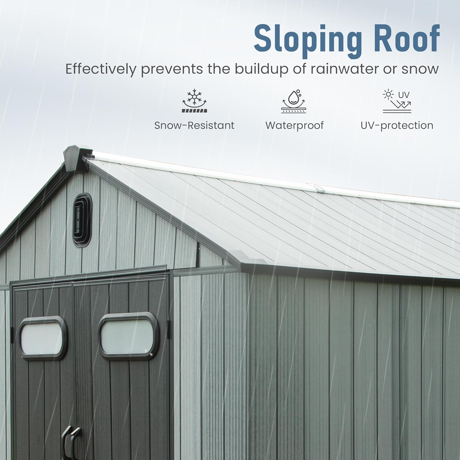 Domi 6x4 FT Outdoor Resin Storage Shed, All-Weather Double-Wall Storage Building for Backyard, Garden, Lawn Tools, Mower, Bike & Pool Equipment, Lockable Doors, Ventilated Roof, Grey