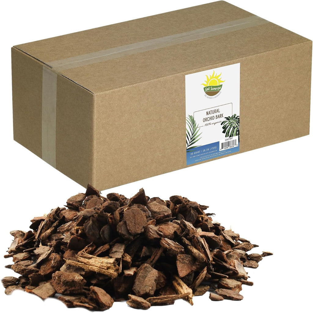 100% Organic Orchid Potting Bark (30 Quarts), All-Natural USA-Sourced Pine Bark Orchid Mix Additive
