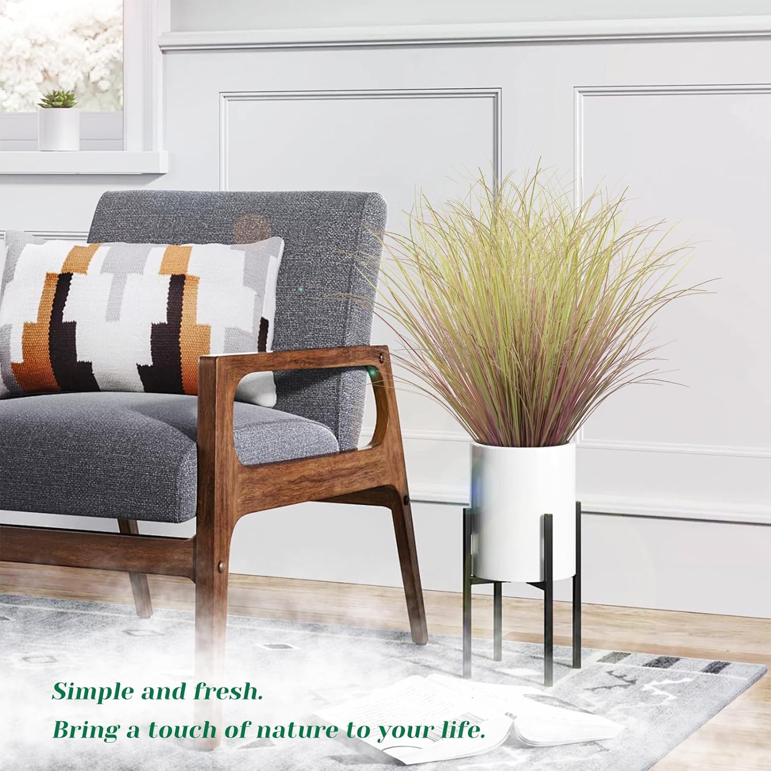 36Pcs Artificial Grass Plants, Faux Shrubs Wheat Grass, Artificial Tall Grass Fake Plants for Outdoor Decor,Artificial Greenery Stems Weed for Room Indoor Home Decor（Light Purple）