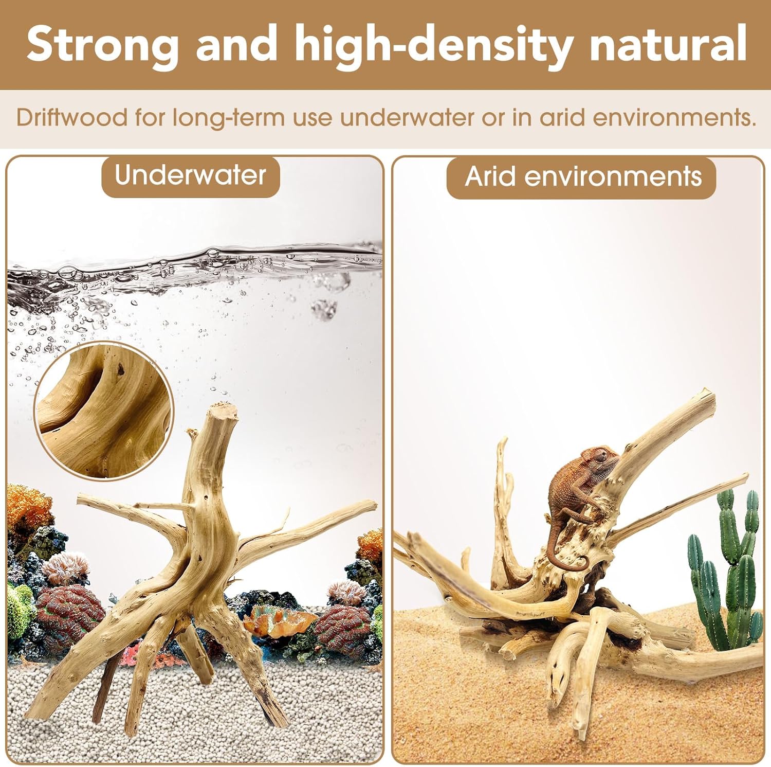 Natural Large Spiderwood Driftwood for Aquarium Decor Rptile Fish Tank Decoration Assort Branch 7-11'' 3 Pcs
