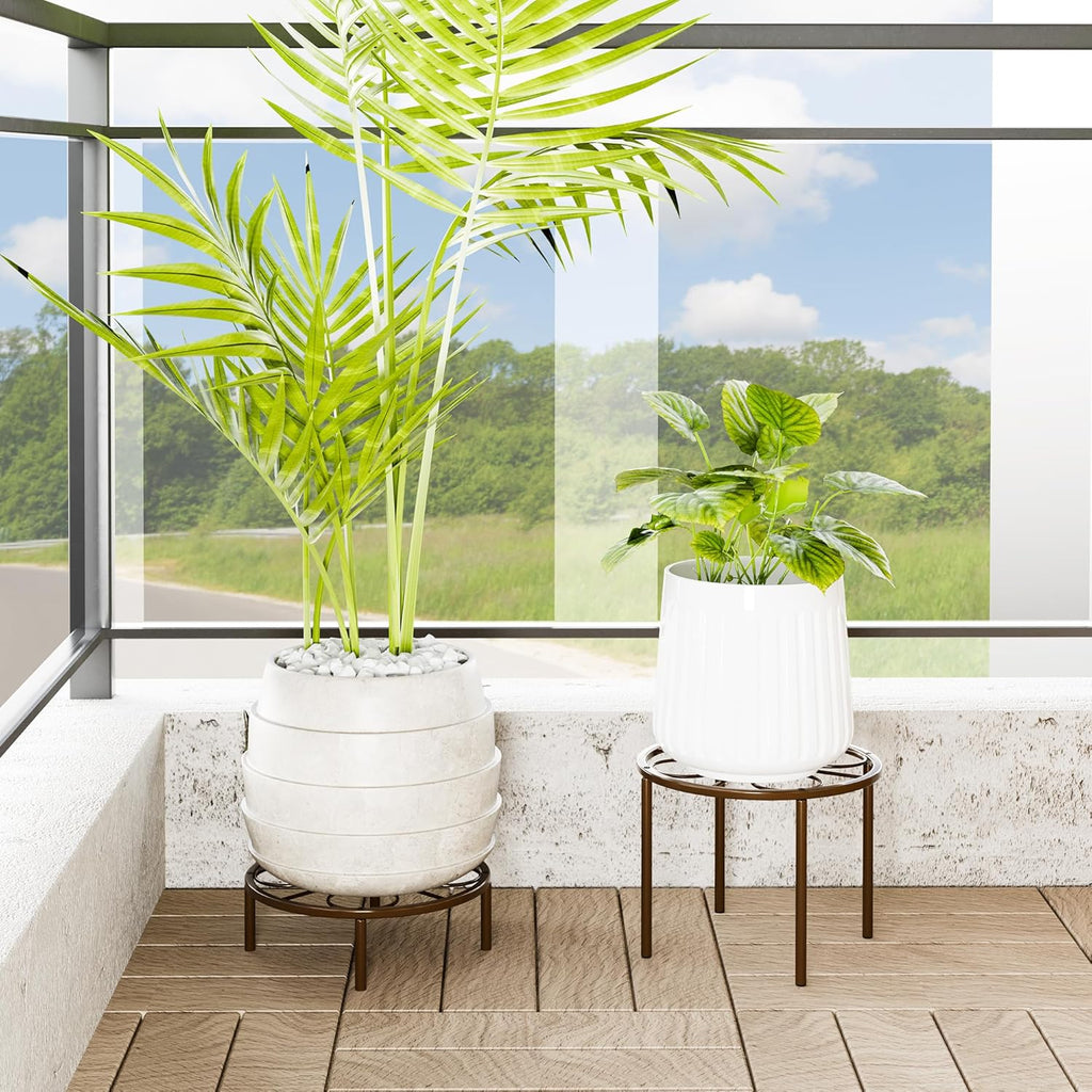 Brown Plant Stand Plant Riser - 10.24'' Metal Flower Stand for Garden Home, Anti-rust Plant Holder for Multiple Plant Indoor or Outdoor.