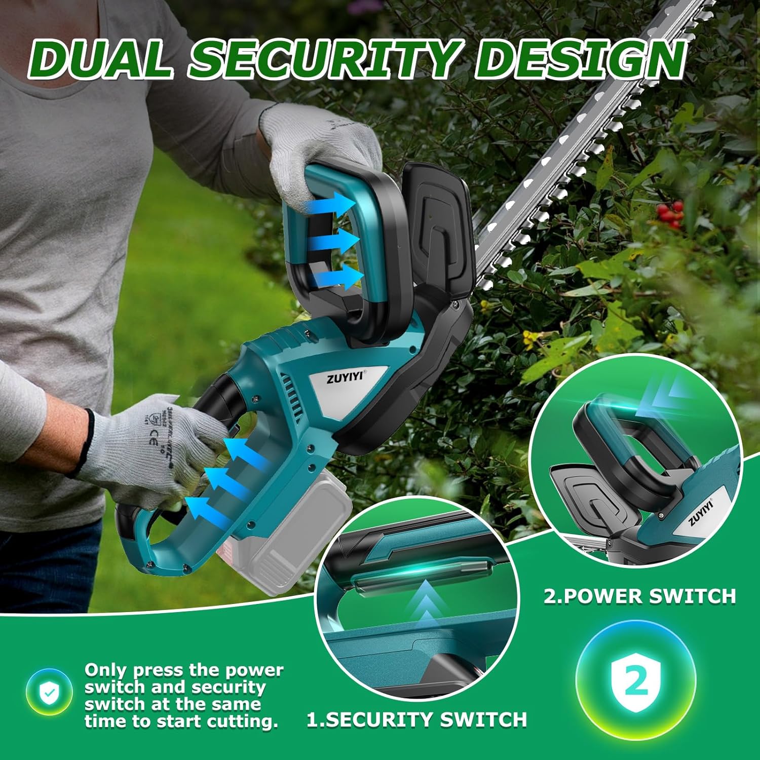 Cordless Hedge Trimmer for Makita 18V Battery, Electric Bush Trimmer 22 Inches Dual-Action, 3/4" Cutting Capacity Handheld Shrub Pruning Trimmer for Garden, Grass, Lawn(NO Battery)