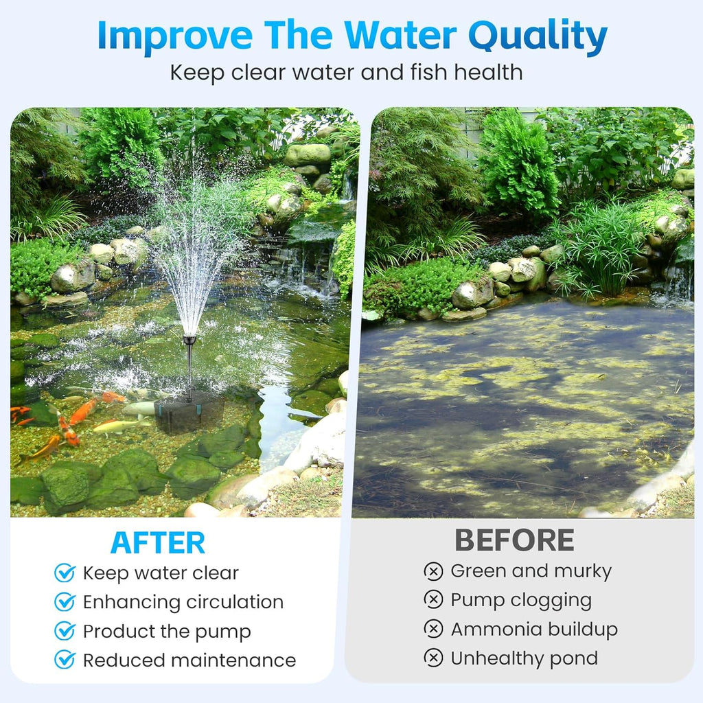 Pond Filter with Fountain Pump Kits, 660GPH Pond Pump and Filter Kit with 50W Submersible Water Pump, Pond Filters for Outdoor Ponds Clean Koi Pond Filter