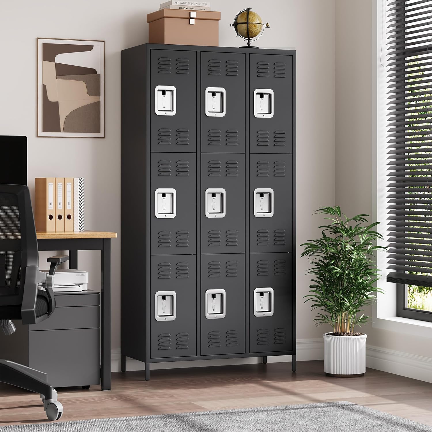 9 Doors Employee Lockers for Office, Metal Sorage Locker Combination, Lockable Employees Metal Locker With Door, Industrial Storage Lockers for Home, School, Gym