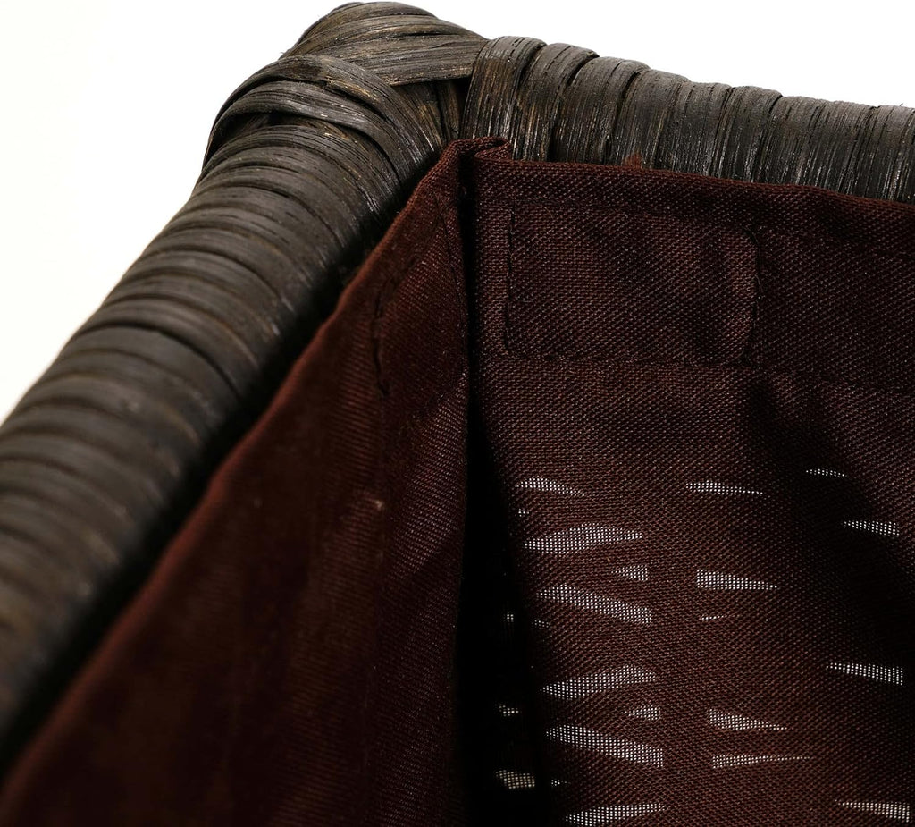 The Basket Lady Lift-Off Lid Wicker Storage Basket, Medium, 20 in L x 15 in W x 14 in H, Antique Walnut Brown