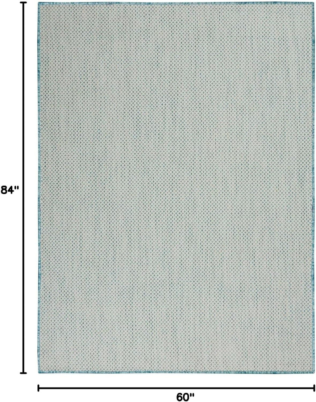 Nourison Home Courtyard 60" x 84" Fabric Indoor/Outdoor Rug in Ivory Aqua