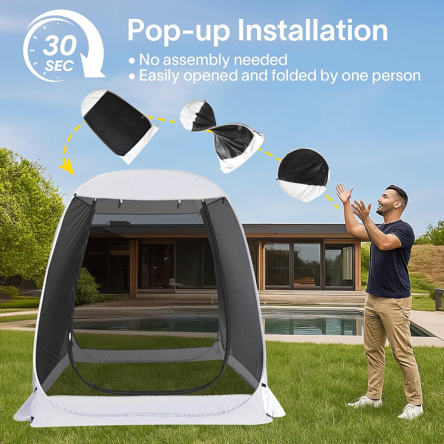 Alvantor Screen House Gazebo, 6-10-15 Person Pop Up Igloo Screened Canopy Tent with Mosquito Netting Sides, Instant UV Resistant Sun Shelter for Garden, Patio, Backyard