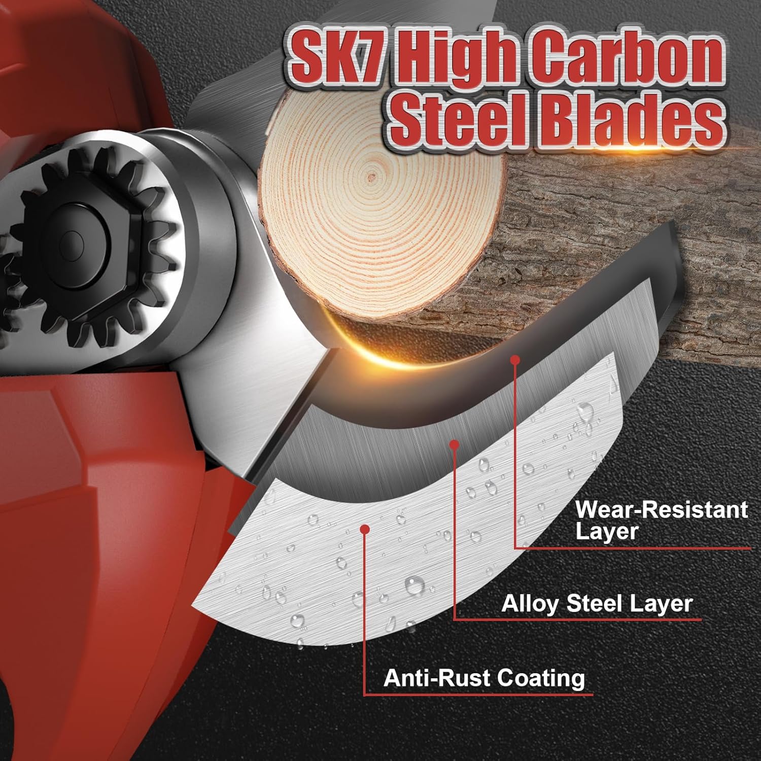 Electric Pruning Shears, 50mm 1.96" Cutting Diameter Cordless Power Pruner with 2Pcs Rechargeable Batteries, Tree Branch Cutter with SK7 High Carbon Steel Blade for Gardening Pruning