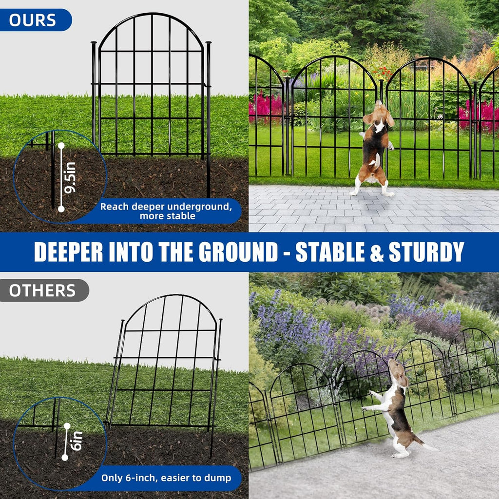 32 Pack Decorative Garden Fence, 17in X 34.6ft Arched No Dig Fence Border, Garden Edging Border, Rustproof Metal Animal Barrier with Ground Stake for Dog, Rabbit, Outdoor Yard Patio Decor