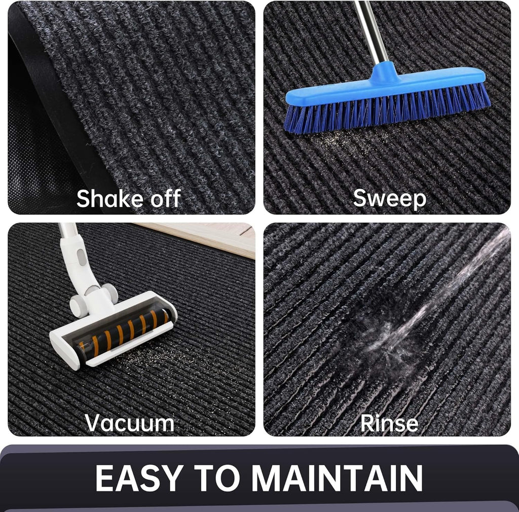 Front Door Mat, 72" x 48" Heavy Duty Indoor Outdoor Entrance Mat for Commercial Entryway, Welcome Durable Non-Slip Rubber Backing, Low-Profile for Entry, Gray