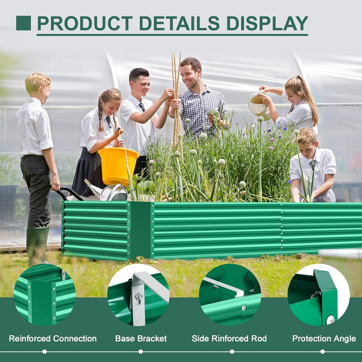 Land Guard 6×3×2 ft Galvanized Metal Raised Garden Bed, 2FT Deep Root Elevated Planter Box Steel Large Vegetable Flower Bed Kit(Green)