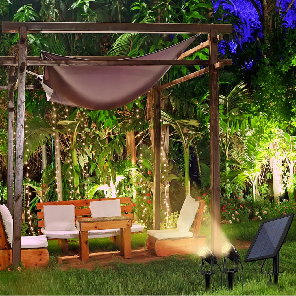 DINGLILIGHTING LED Solar Landscape Spotlights, Waterproof Solar Powered Wall Lights 2-in-1 Outdoor Solar Landscaping Light for Yard Garden Driveway Porch Walkway Pool Patio Warm Lighting