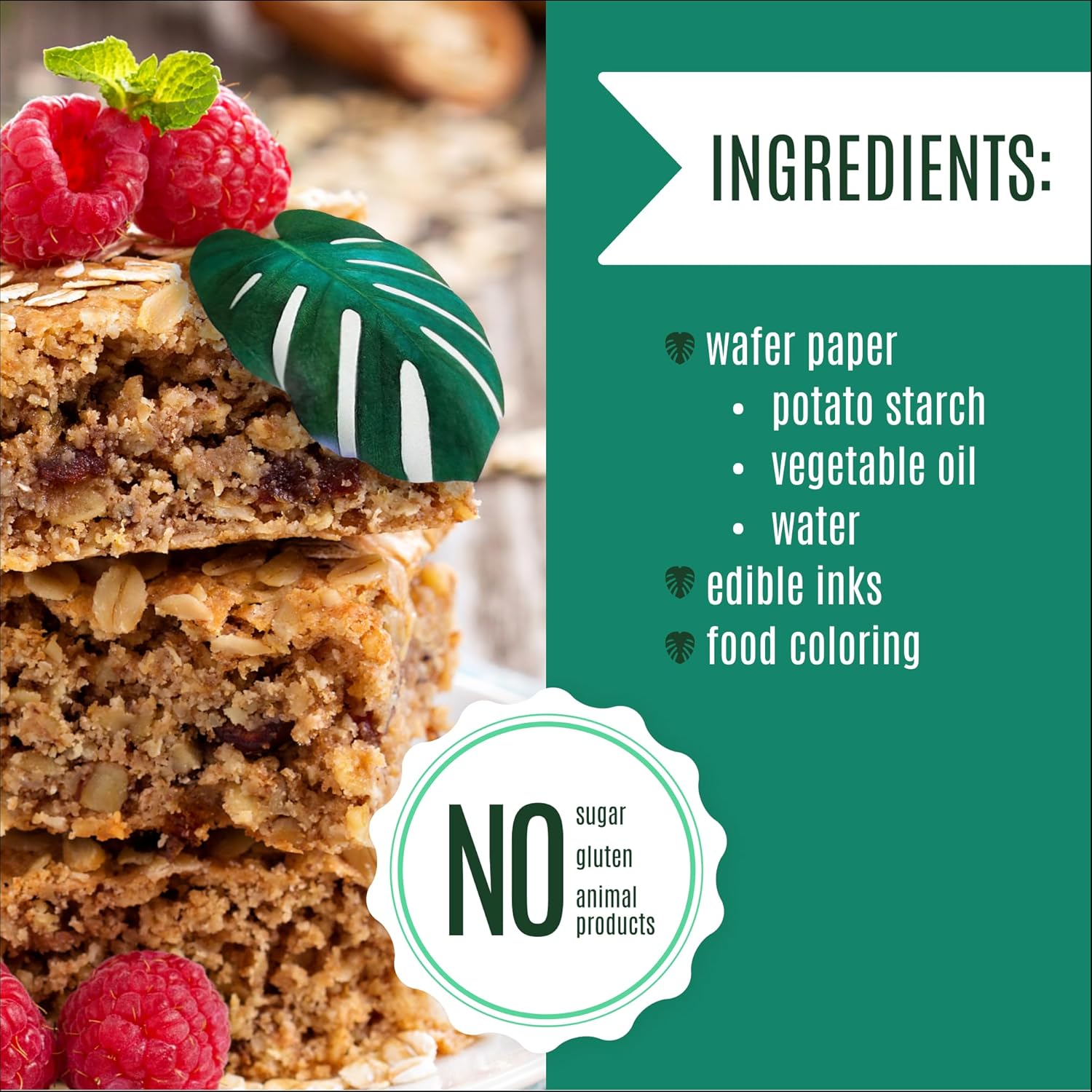 Sugar Robot - Edible Monstera Leaves Decor - Small Size - Edible leaves for cake decorating - Premium Crafted - Made in the USA Cake -Set of 24 (Monstera Leaf)