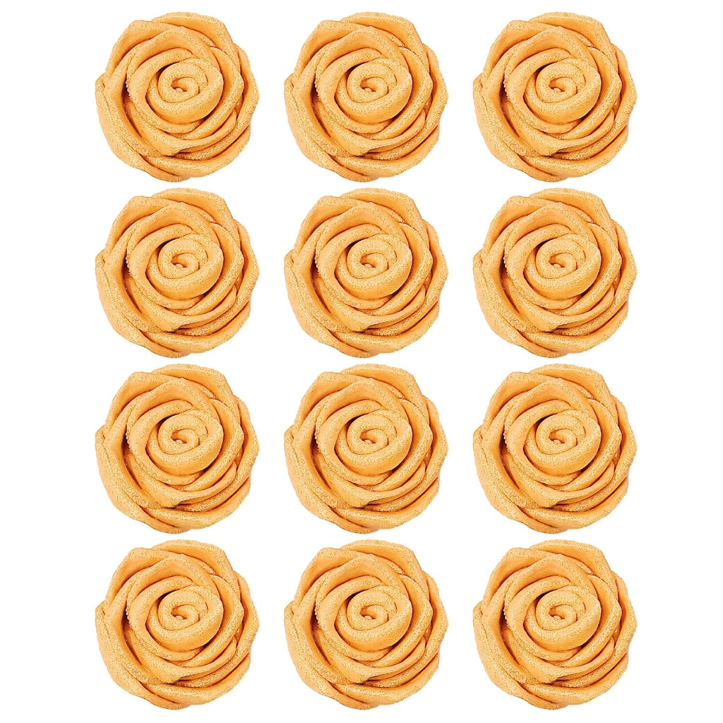 Confect Metallic Edible Rose Topper – Gold Roses for Cake, Cupcake & Doughnut Decoration – Pack of 12 Edible Floral Toppers- Vegan, Gluten-Free, Nut-Free, Soy-Free, Dairy-Free, Palm Oil-Free
