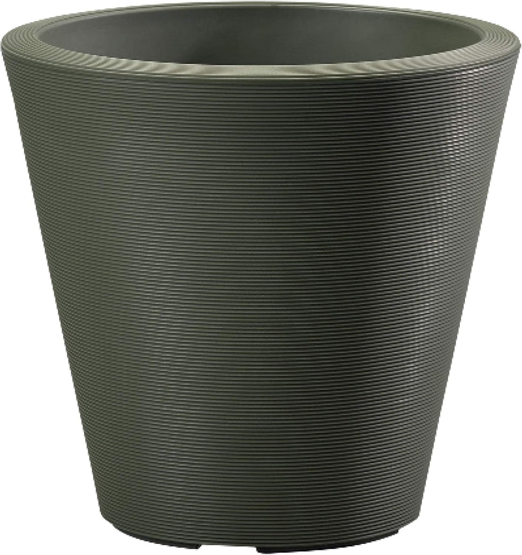 Crescent Garden Madison Planter– Weather-Resistant, Double Walled Indoor/Outdoor Plant Pot with Drain Hole – Durable All-Season Flower Container, 16" W (Olive)