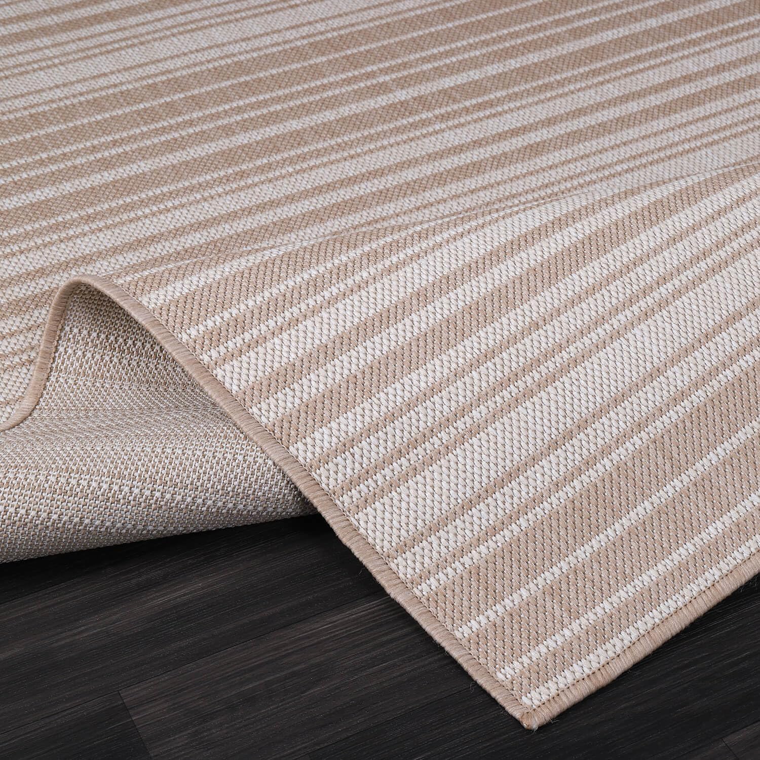 Stripe Outdoor Rug 6x9 Washable Outside Carpet for Indoor Patio Porch Waterproof Easy Cleaning Non Shedding Area Rugs Beige 6 x 9