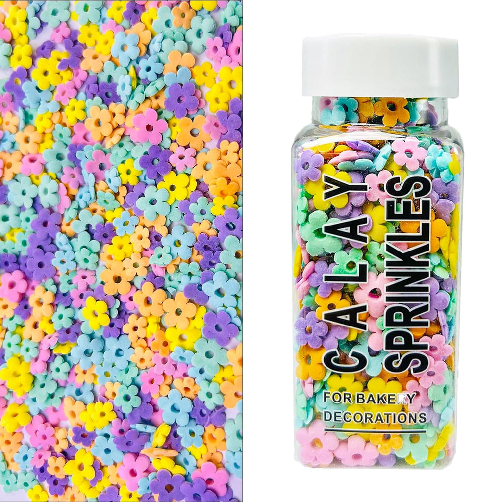 Flower Sprinkles Edible Flowers for Cake Decorating, Mix Sizes Confetti Baking Sugar for Cupcake, Cookie, Donut Dessert Decoration, Wedding Party Chirstmas Supplies