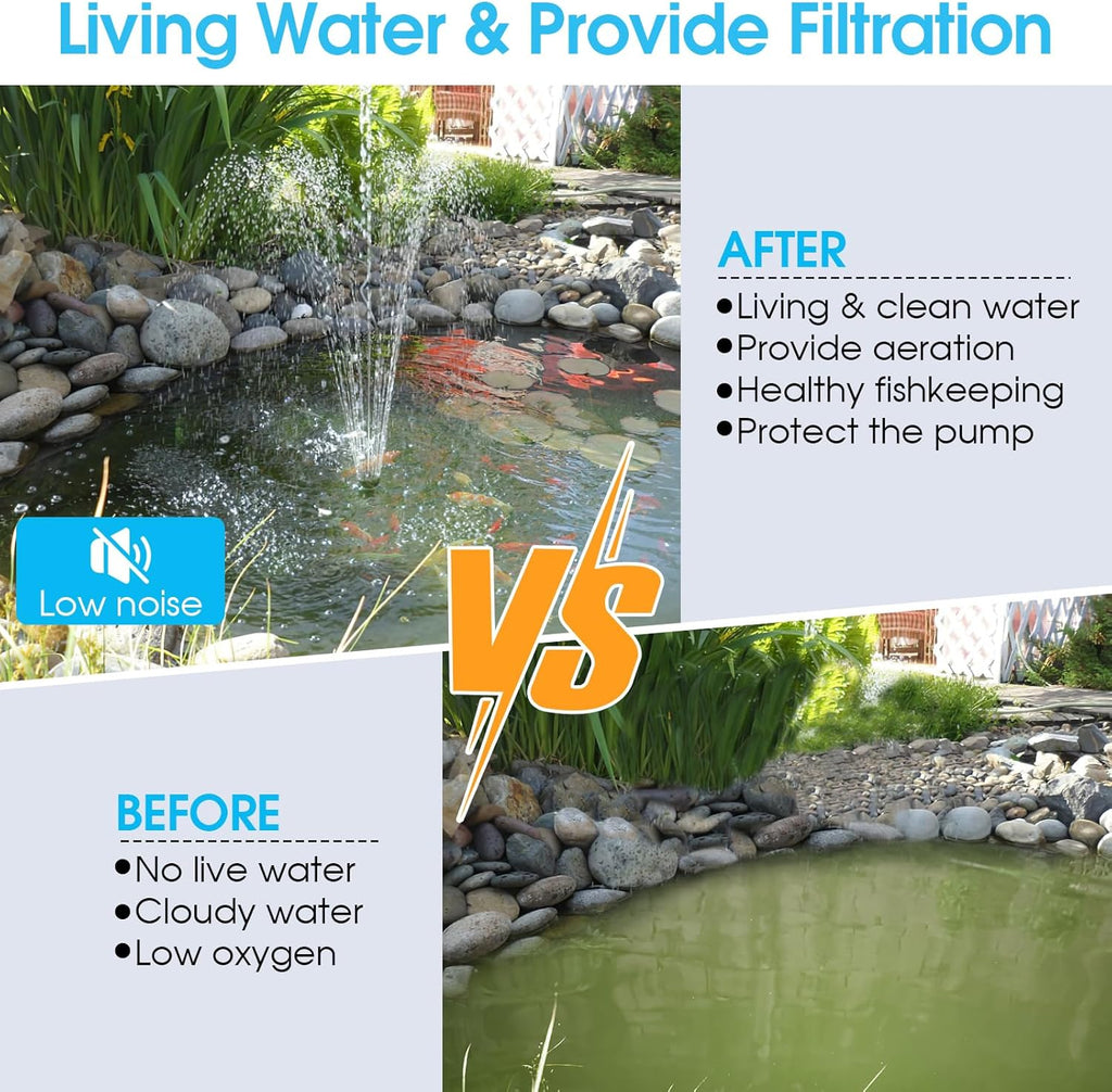 POPOSOAP RGB Pond Filter with Pump Fountain Kits, 660GPH Pond Filter Box With 40W Pond Pump & RGB Auto-Cycle LED Lights, Koi Pond Filters for Outdoor Ponds Clean, Clear, and Add Water Features