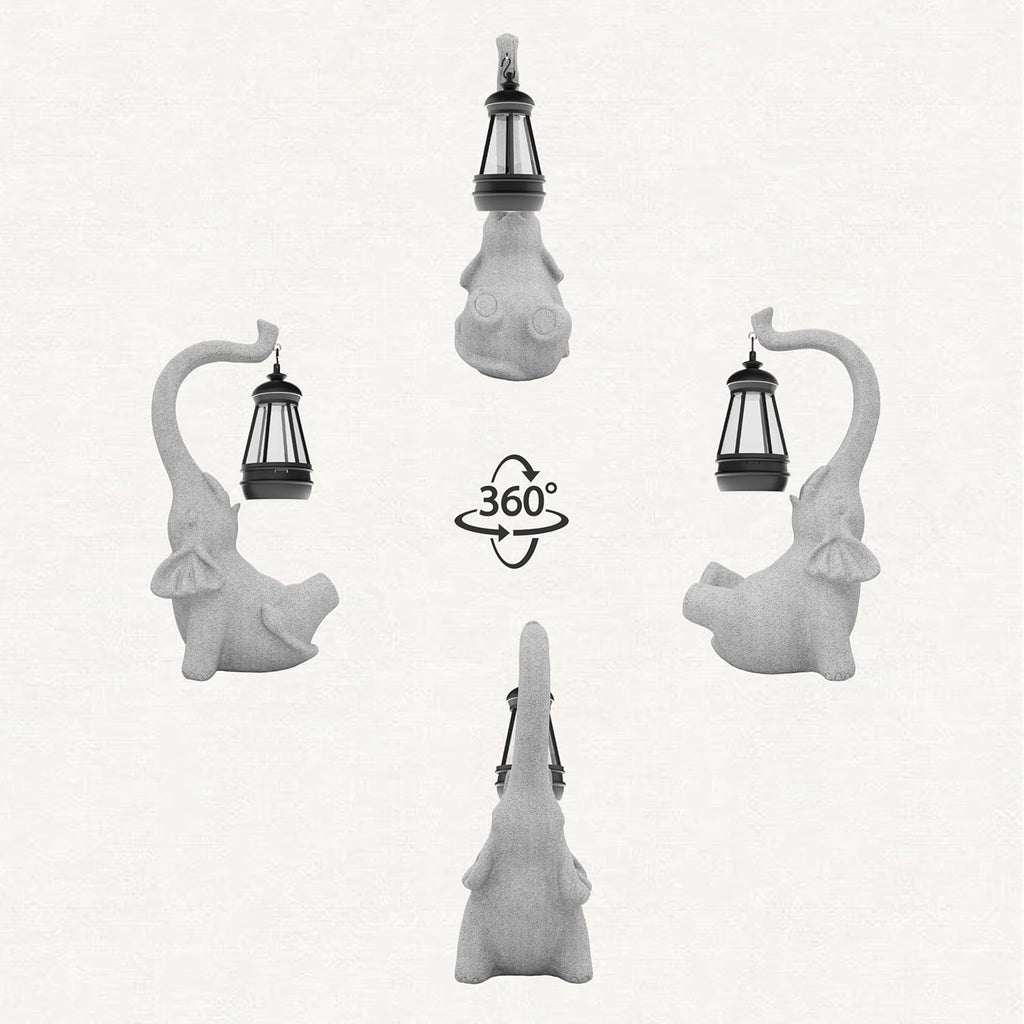 Garden Decoration, Figurine, Lawn Statue, Sculpture Ornament, Animal Figurine - Cat Resin Statue with Lantern (Face Upward)