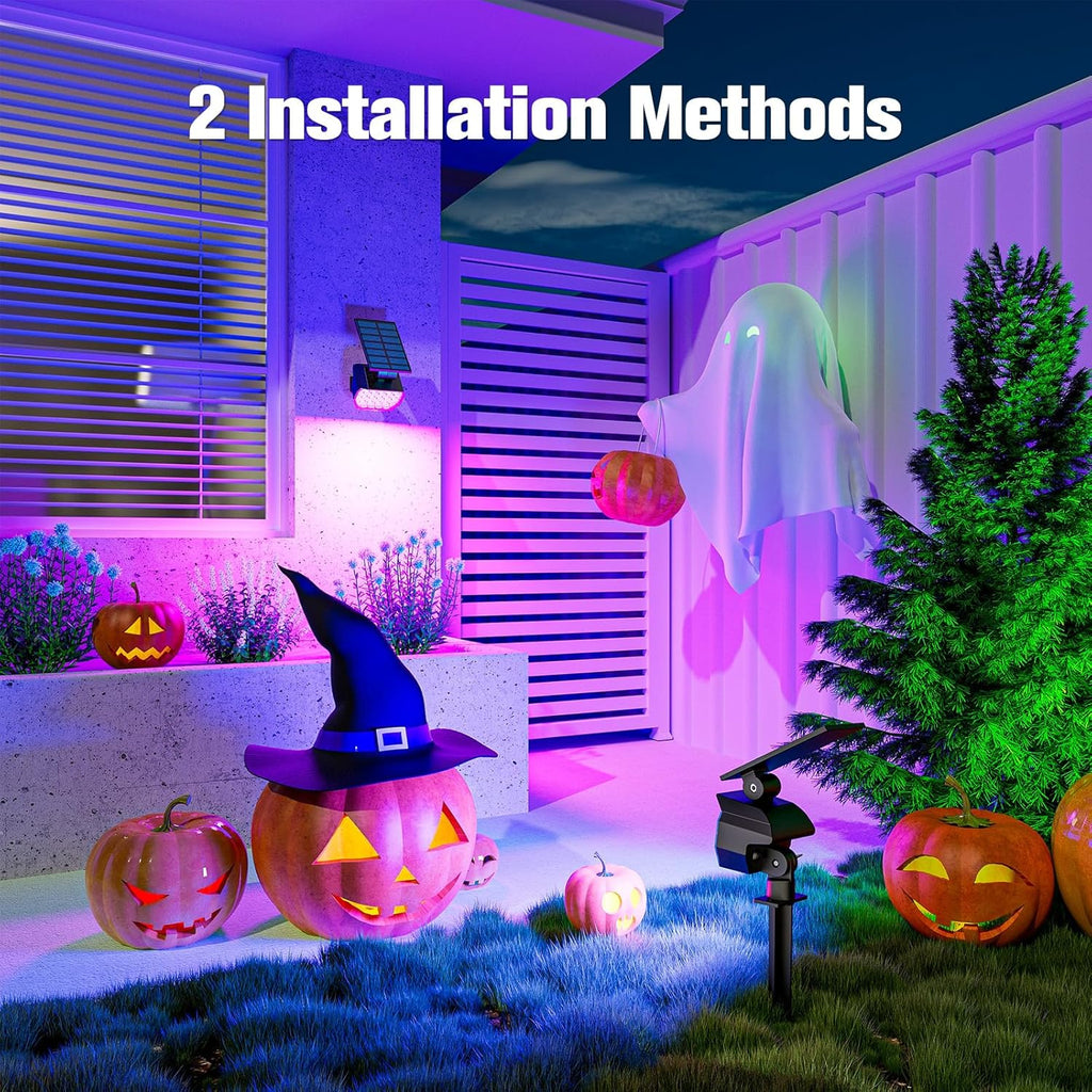 NIORSUN Solar Color Changing Lights Outdoor,7 Lighting Modes RGB Solar Outdoor Lights,IP67 Waterproof Multicolor Landscape Spotlights for Halloween Holiday Decorations,4 Pack