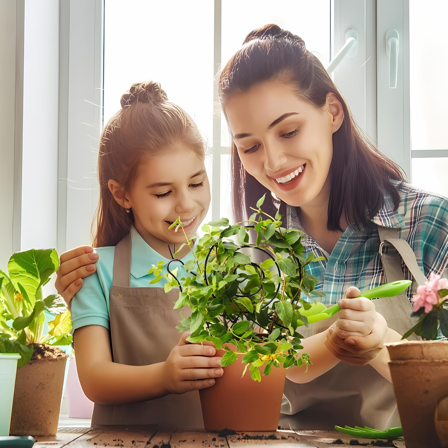 2 Pack Plant Trellis Indoor, 11" W x 13" H Small Trellis for Potted Plants, Decorative Trellis for Climbing Plants Indoor, Ideal for Vines on Tabletops, Balconies, Gardens and Lawns, Snail-Shaped