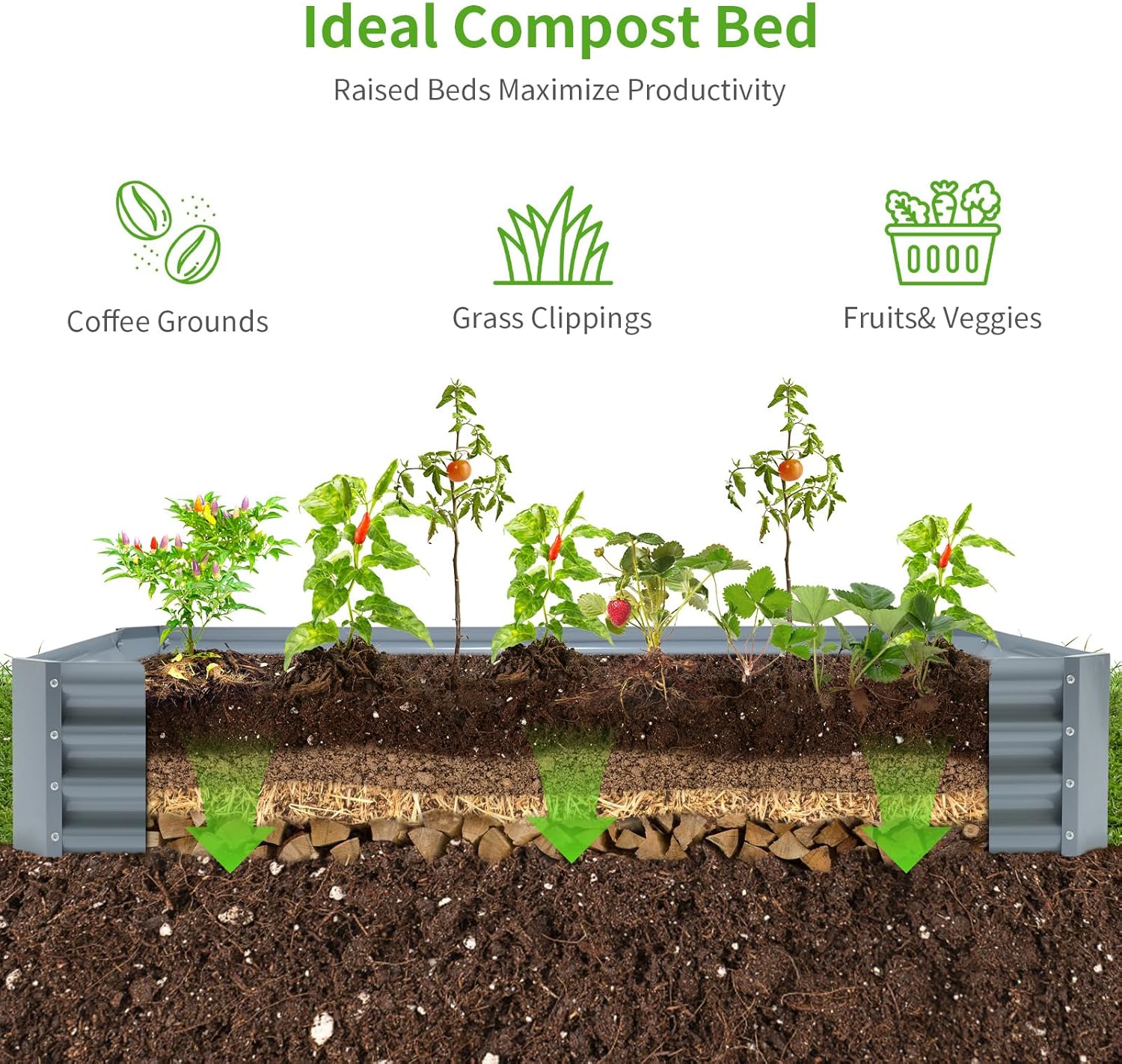 Land Guard 8×4×1ft Galvanized Raised Garden Bed Kit for Vegetables, Galvanized Large Metal Planter Raised Garden Boxes Outdoor(Modern Grey)……