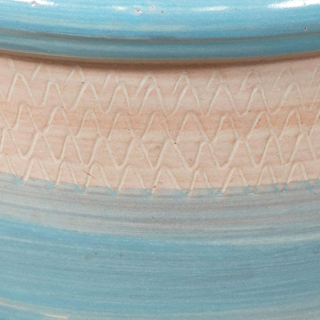 Sunnydaze Purlieu 12-Inch Outdoor/Indoor Ceramic Planters - Set of 2 -Shoreline