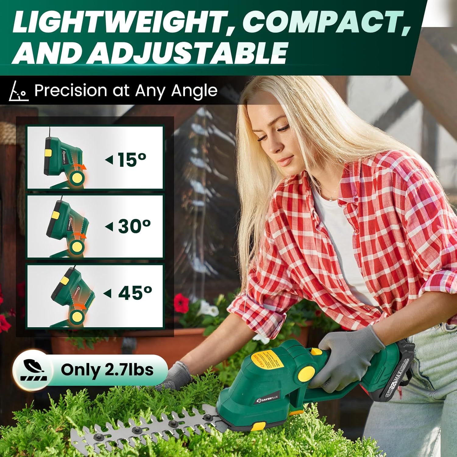 Rechargeable 2-in-1 Hedge and Grass Trimmer, 22V Lightweight Cordless Shrub Cutter with Adjustable Head, Battery and Charger Included – Ideal for Lawn and Garden Work