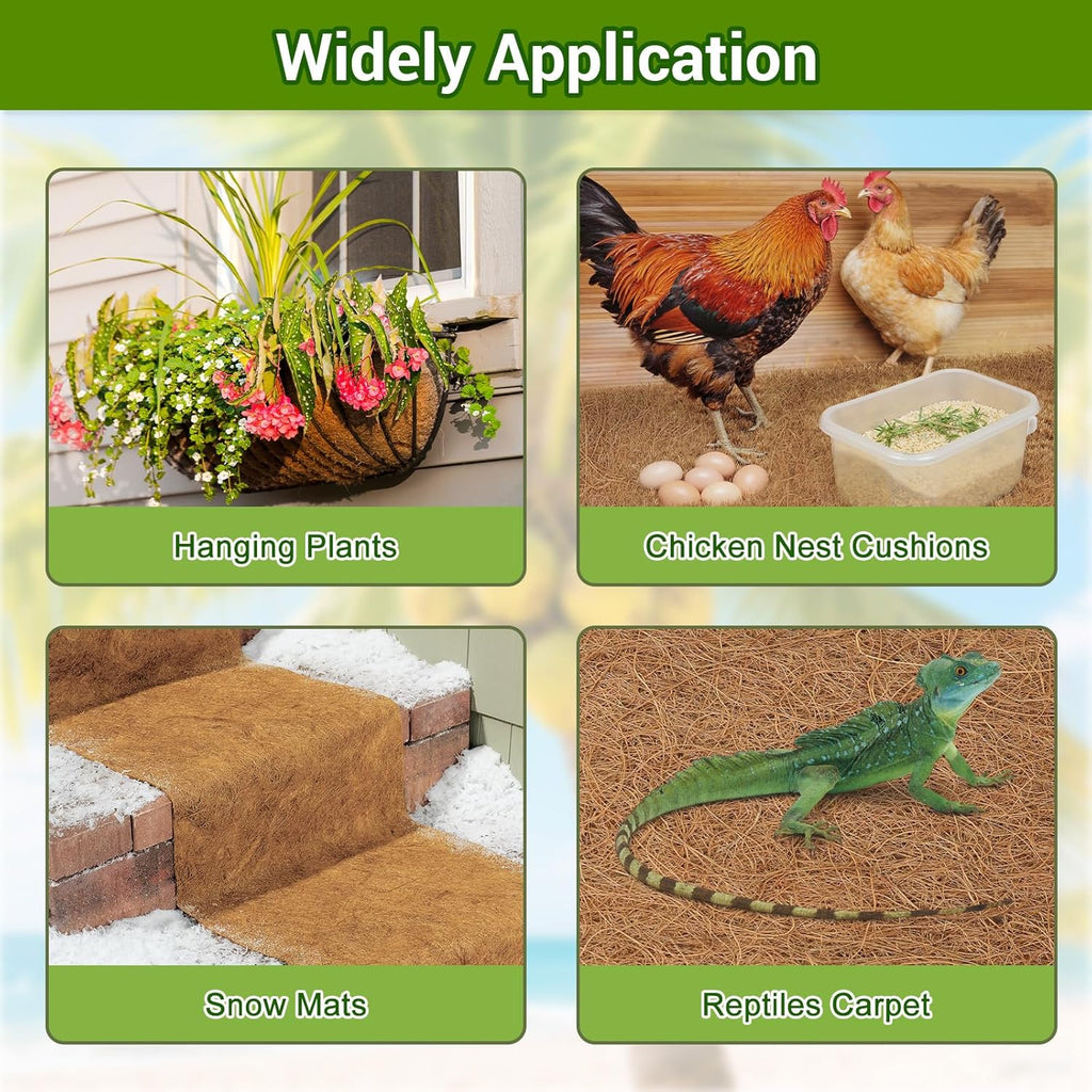 Coconut Liners for Planters 24x120 Inch, Natural Coco Liners for Planter Flower Basket, Thick Coco Fiber Mat for Garden Decoration, Hanging Basket, Animal pet pad