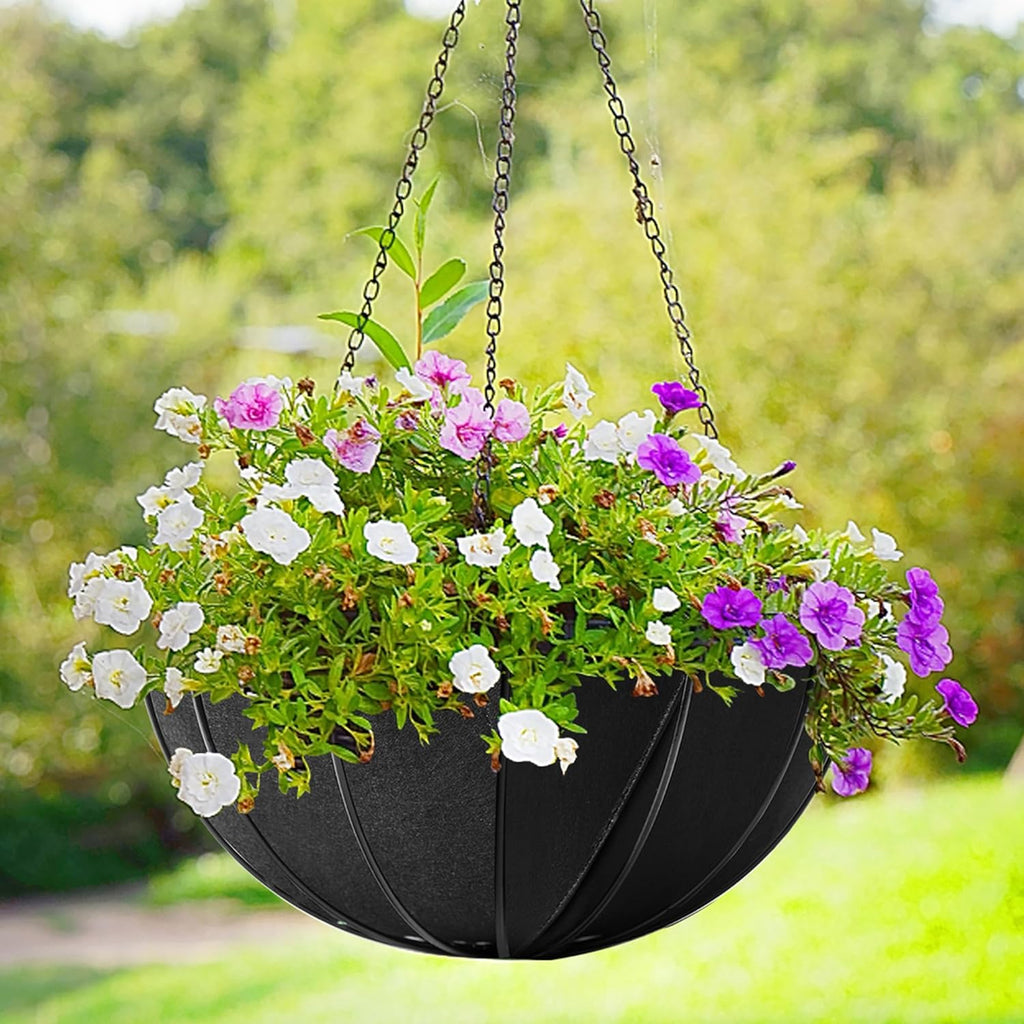 Adnee Fabric Planter Basket Liner-4pcs 12inch Felt Flower Pot Liners-Hanging Plant Basket Fiber Insert for Garden Wall Hanging Planter Flower Vegetables(Round)