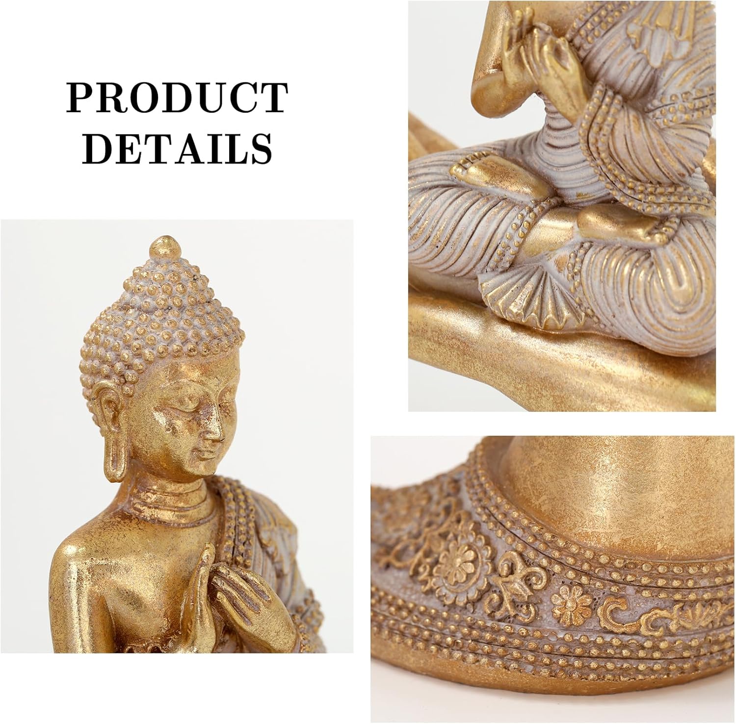 Buddha Statue for Home Decor Gold 8.7"- Buddha Statues for Zen Decor - Buddha Statue Large for Spiritual-Buddha Decor for Living Room-Buda–Indoor Buddha Gift for Relaxation, Meditation or Shrine