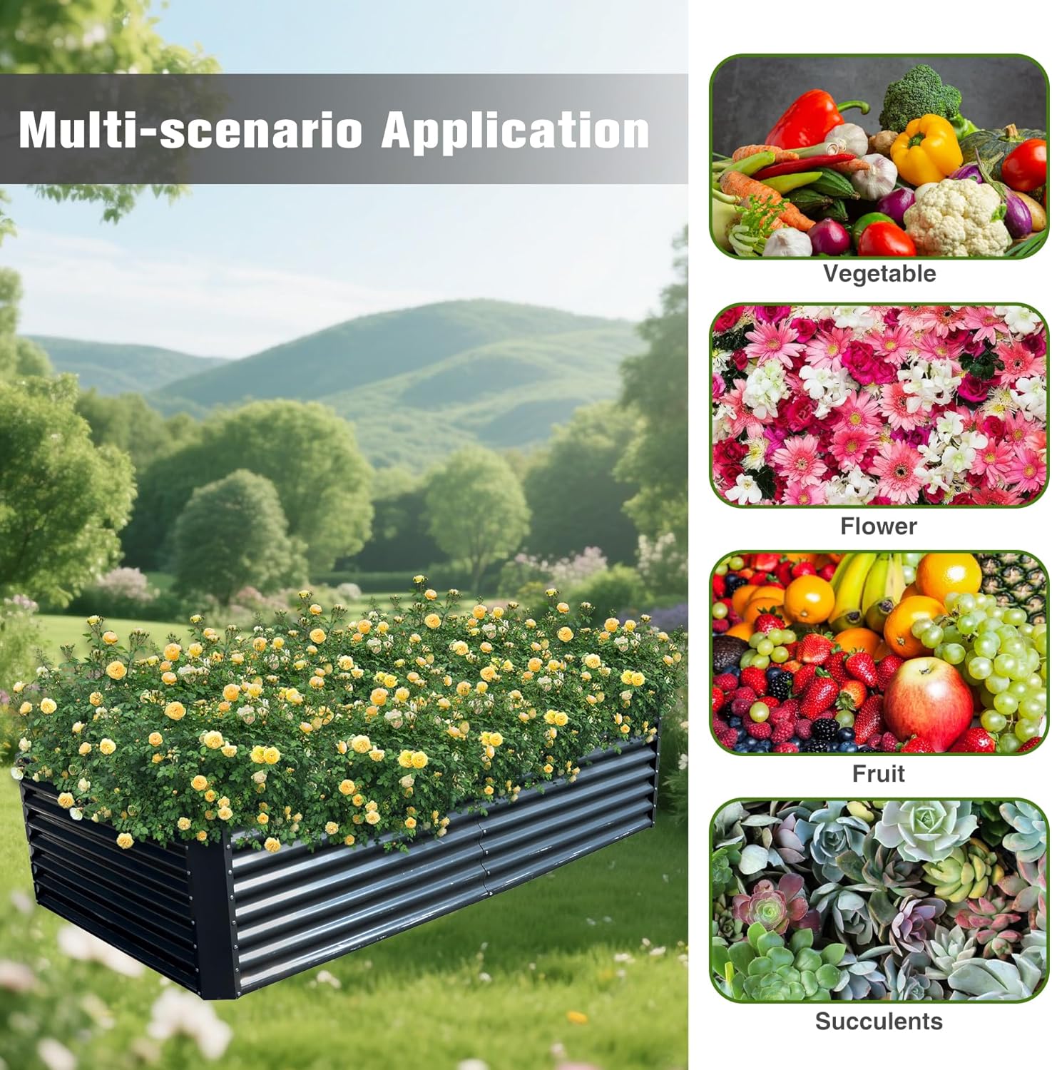 8x4x2FT Galvanized Planter Raised Garden Boxes Outdoor Large Metal Gardens Beds for Vegetables Flowers Herbs Succulents 478 Gallon Capacity