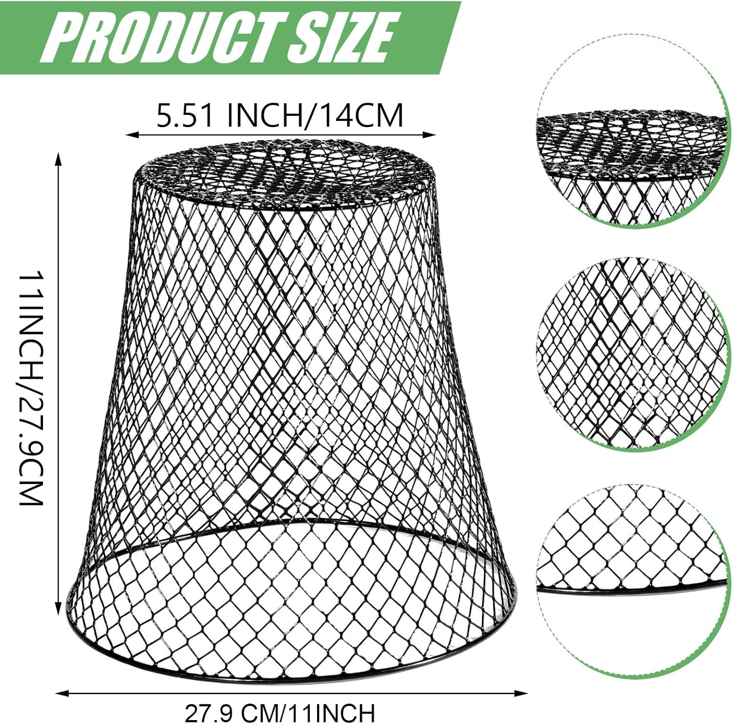 10 Pcs 11inch Chicken Wire Plant Covers,Green Wire Garden Cloches Chicken Wire Cloche Plant Protector Metal Heavy Duty Garden Plant Cloche for Keeping Bunnies Chicken Squirrels Birds Other Out