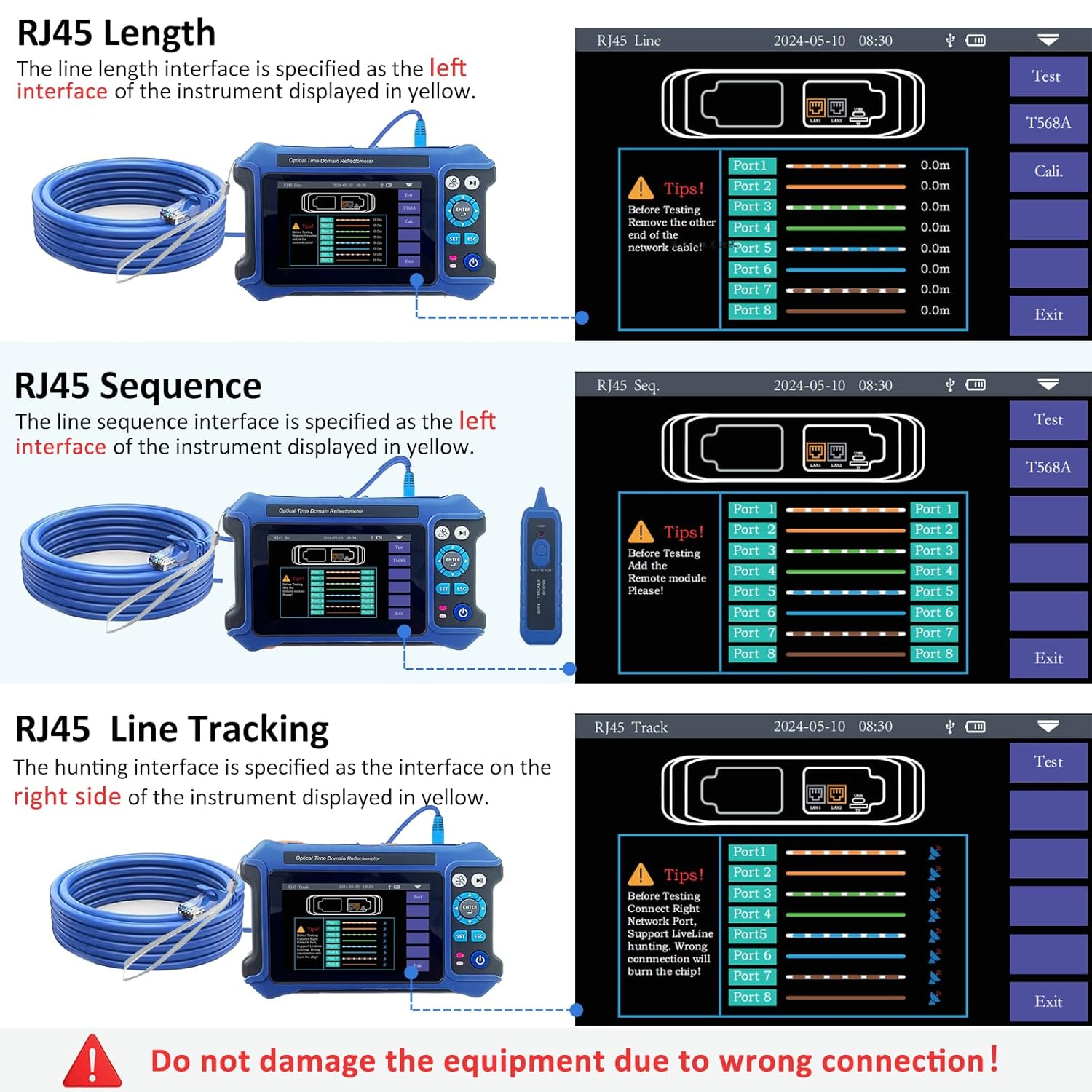 16-in-1 OTDR Optical Fiber Tester 1310/1550nm,4.3' Touch Screen and Event Map OLT (Optical Loss Test), Fiber Tester Built-in VFL OPM LS/OLS/RJ45,Functions RJ45 Cable Tester Network Tools