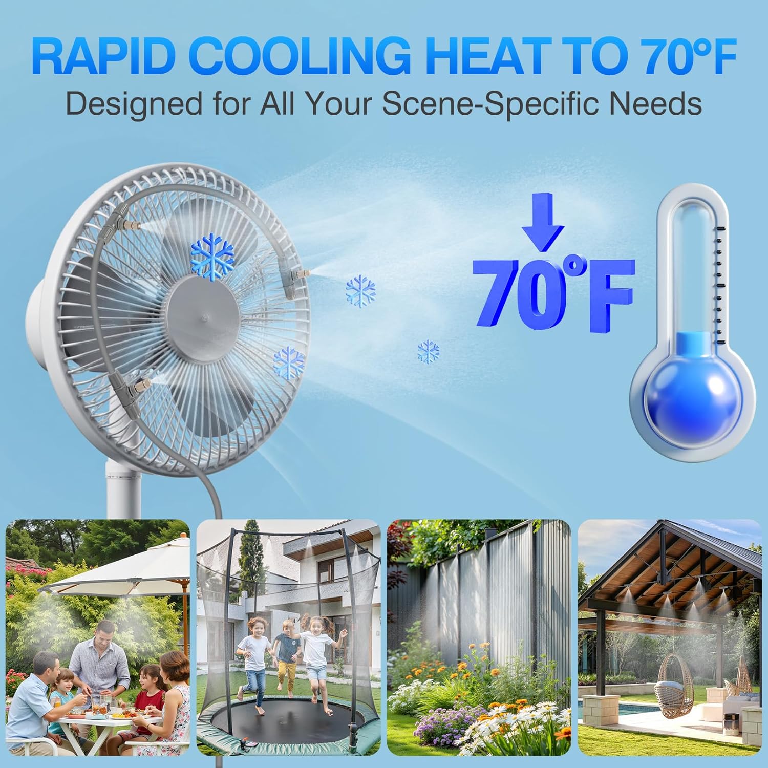 30 Pcs Misting Cooling System, Outdoor Misting System for Patio, 25 FT Misting Line Plastic Adapter, Outdoor Mister System for Patio, Garden, Trampoline, Greenhouse
