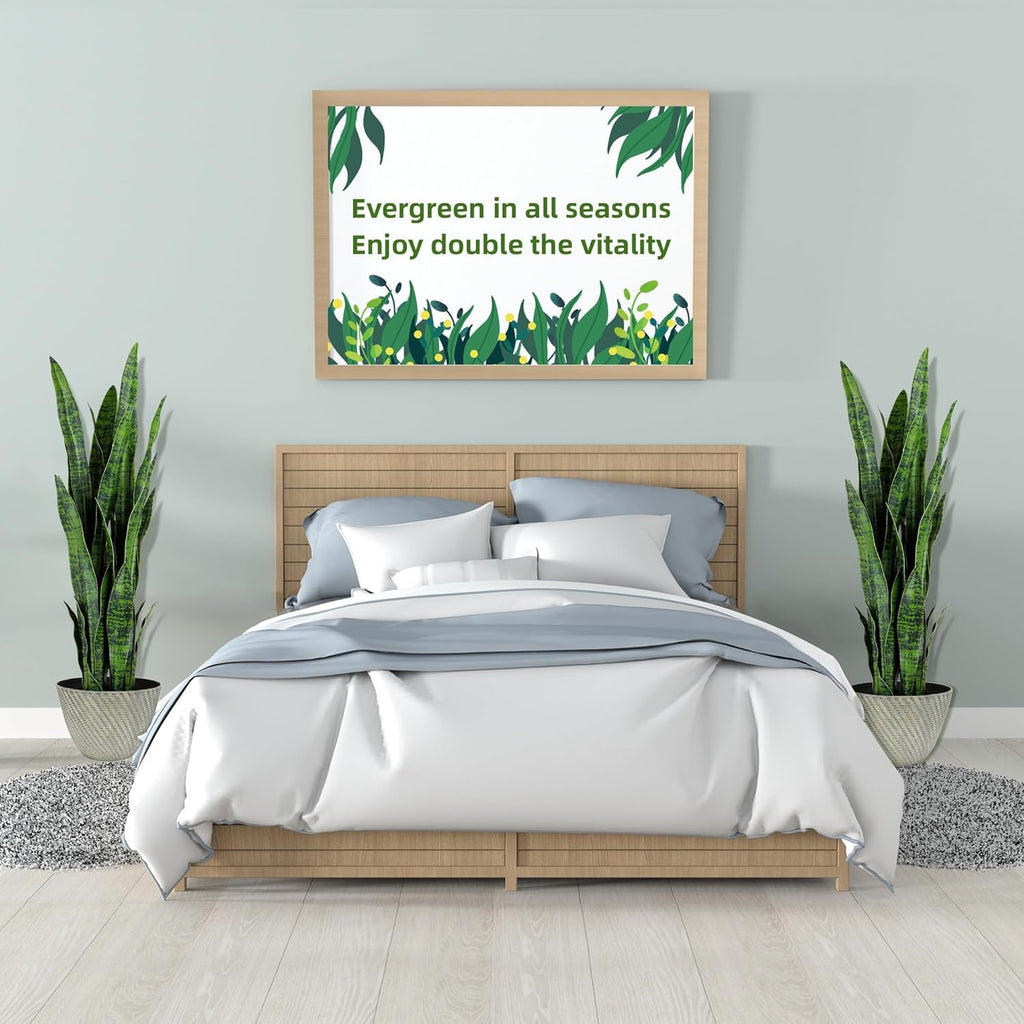 KOL 3ft 2-Pack Artificial Snake Plant - 32 Thick Lifelike Leaves, Faux Silk Sansevieria for Indoor Home & Garden Decor, 35in Potted Fake Mother-in-Law's Tongue Plants, Green