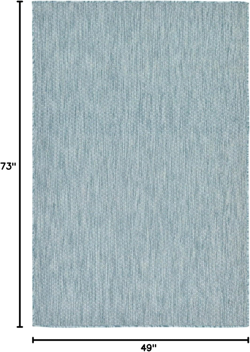 Unique Loom Collection Casual Transitional Solid Heathered Indoor/Outdoor Flatweave Area Rug (4' 1" x 6' 1" Rectangle, Aquamarine/Ivory)
