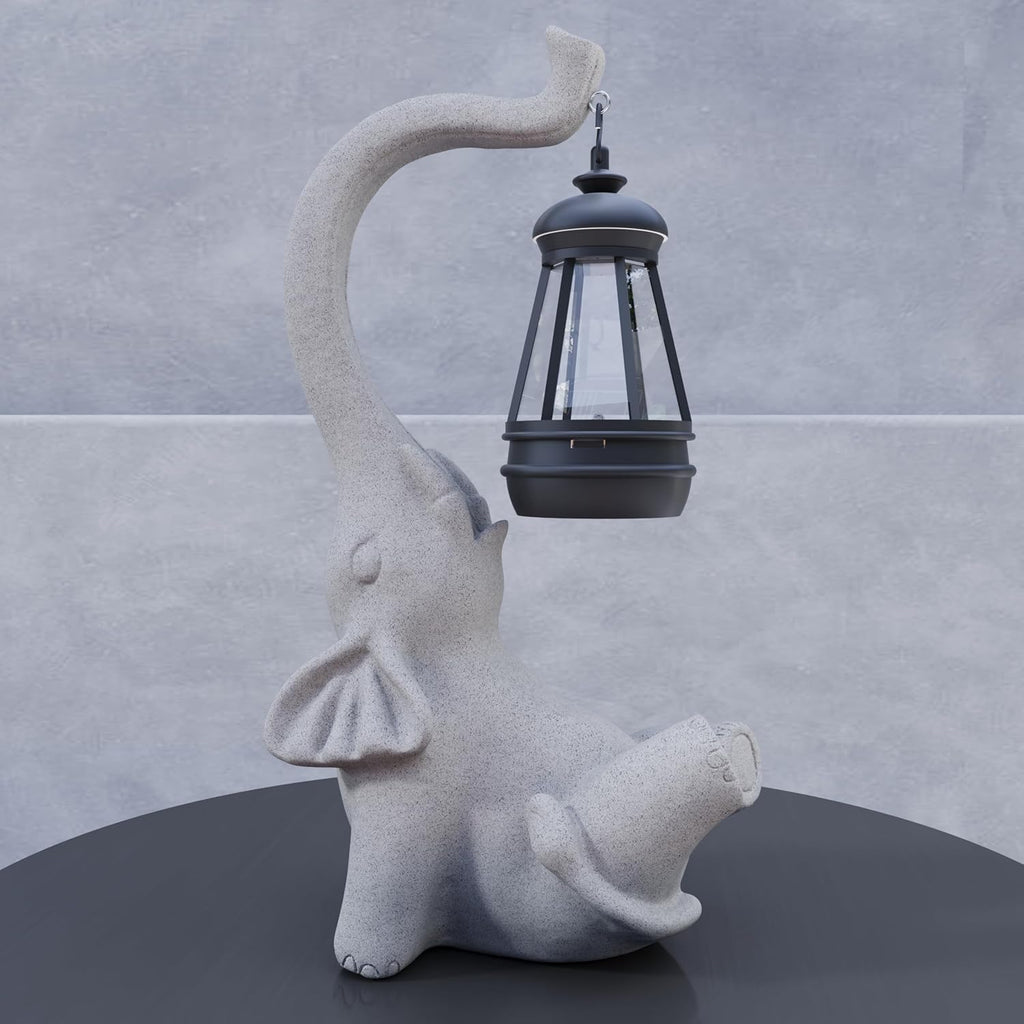 Garden Decoration, Figurine, Lawn Statue, Sculpture Ornament, Animal Figurine - Cat Resin Statue with Lantern (Face Upward)