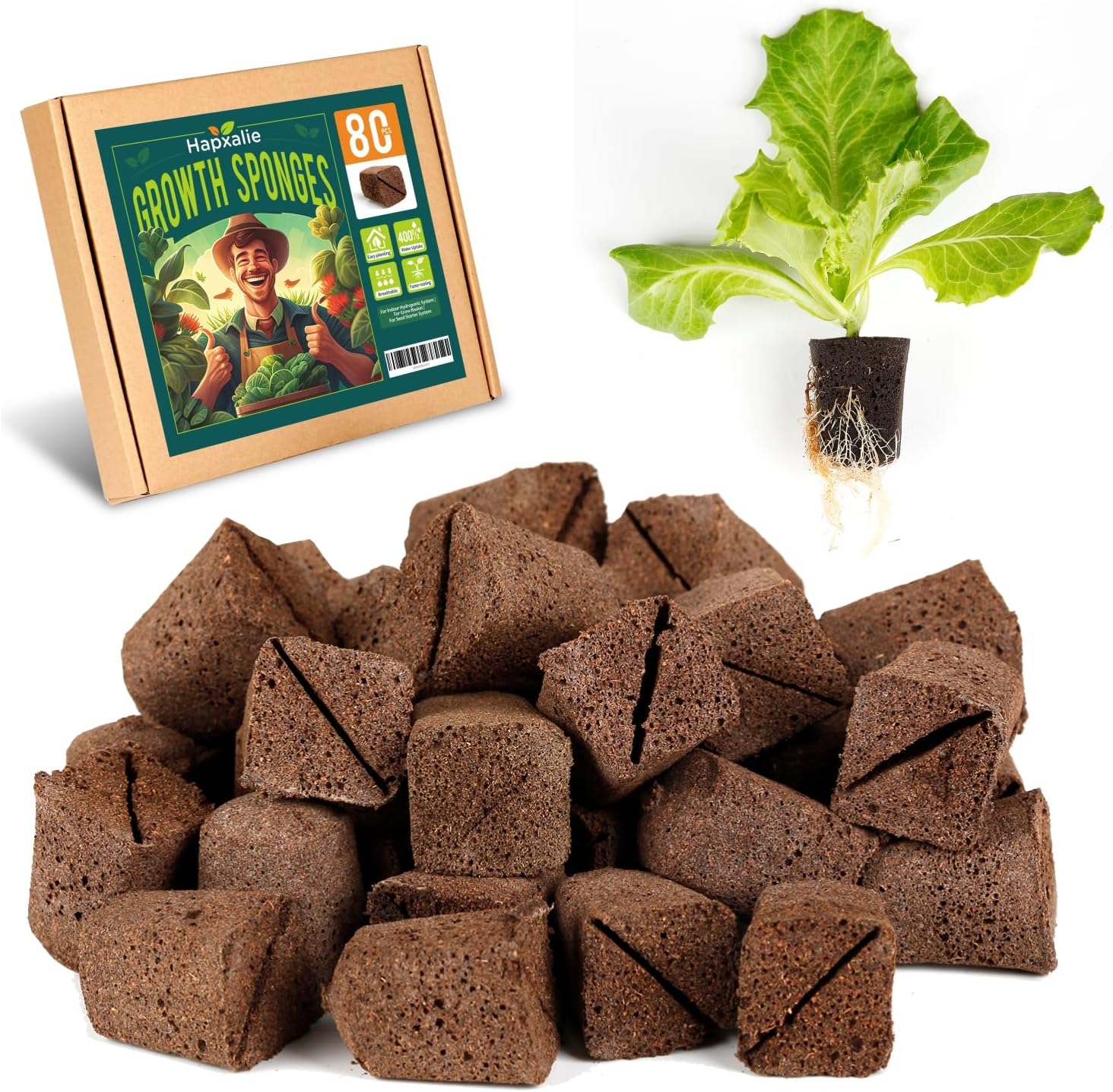 Root Riot, Eco-Friendly Biodegradable Material, Seed Starter Pod, Starter Plugs, 80-Pack, Peat Coconut Coir, Fits Standard Clone Trays, Indoor Outdoor Gardening, Brown