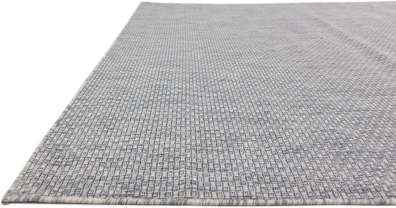 Unique Loom Collection Casual Transitional Solid Heathered Indoor/Outdoor Flatweave Area Rug (7' 1" x 10' Rectangle, Light Gray/Ivory)