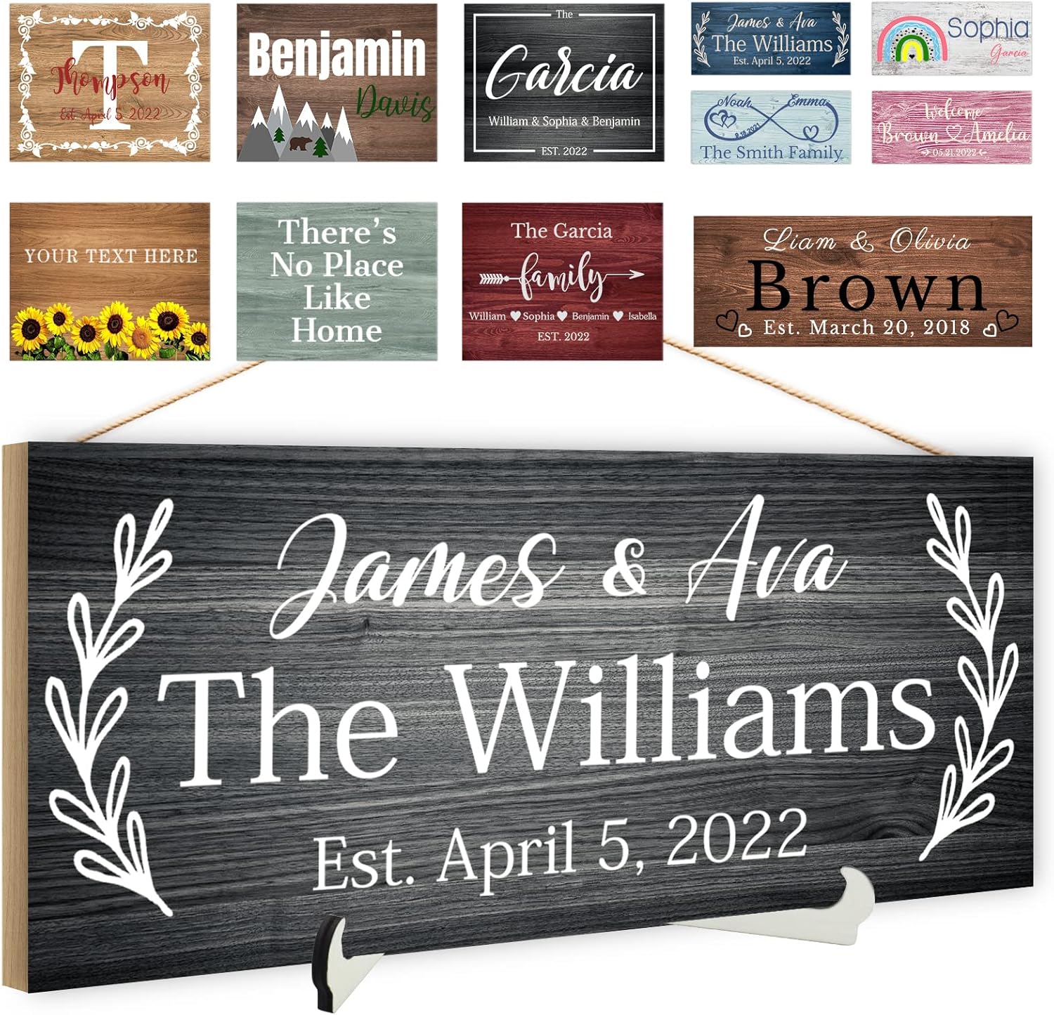 Custom Wood Sign Prsonalized Text Business Home Decor, Personalized Rustic Plaque Board Hanging Wooden Name Sign for Wall Art, Customized Signs Plank Decoration Gifts for Wedding Family Farmhouse Kitchen, Rectangle