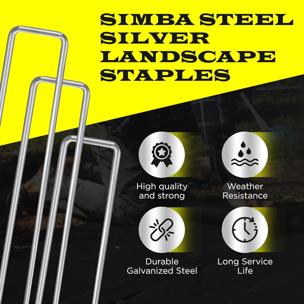 1100 Pack x 6 Inch Landscape Staples Galvanised, Fabric Pins, 11 Gauge, Garden Staples, Tent Stakes, Fabric Pins for Lawn, Fence, Tent, Decoration, Weed Barrier, Outdoor. (1100 x 6in)