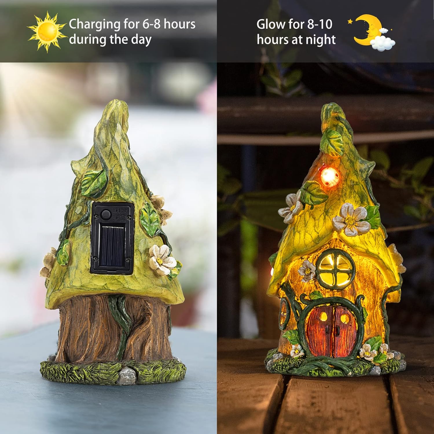 Garden Decor Outdoor Solar Statues, 9.4Inch Resin Fairy Garden Solar Lights Birthday Gifts for Women Yard Decorations, Gardening Gifts for Patio, Balcony, Porch Decor