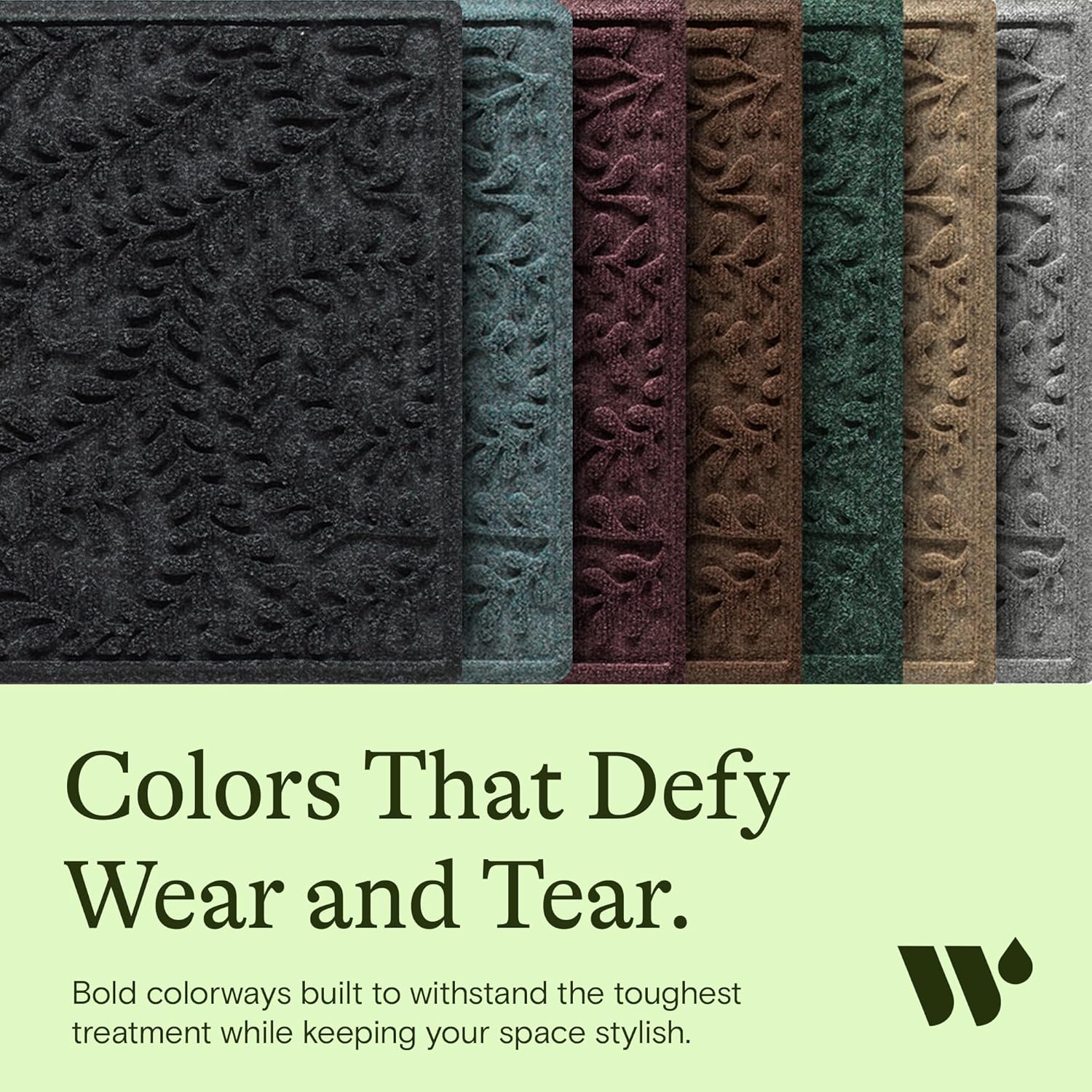 WaterHog Indoor/Outdoor Use Door Mat, 2' x 3', Made in USA, Welcome Mat for Front Door, Durable, Water-Trapping Floor Rug, Decorative, Skid-Resistant Entryway Rug, Boxwood Collection, Charcoal