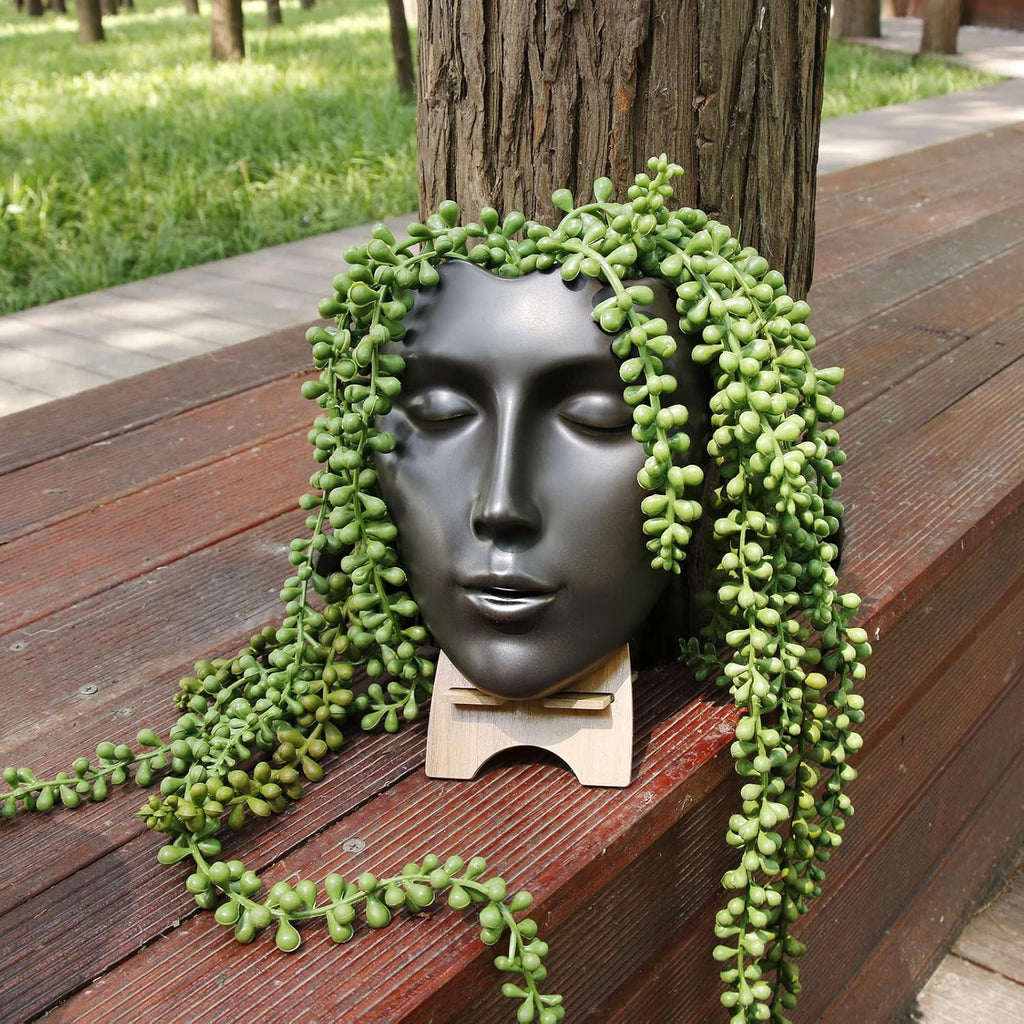 Face Vase,Ceramic Female Form Vase,Modern Sculpture Planter Pot,Human Face Dried Flower Shaped Vase,Wall Hanging Plant Pot for Home Decor Centerpieces, Office or Outdoor Hanging Decor