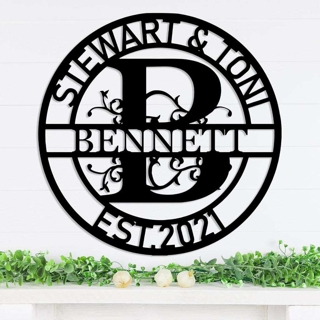 Personalized Metal Name Signs, Split Letter Monogram Wall Decor, Custom Last Name Sign, Family Name Sign for Outdoor, Personalized Wedding Gift, Garden Decor, Metal Wall Art, Housewarming Gift