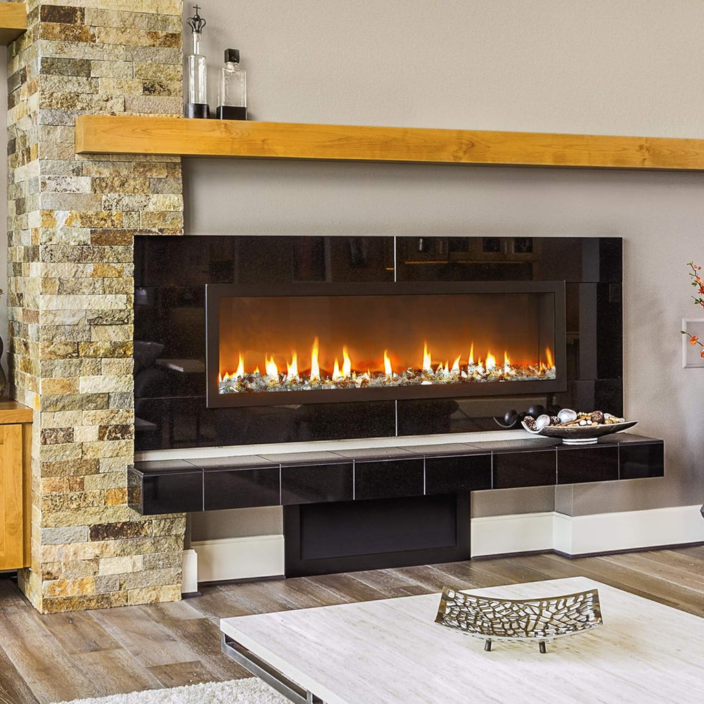 Mr. Fireglass 10 Pounds Blended Reflective Fire Glass for Fire Pit Fireplace and Landscaping, 1/2 Inch Mixed Colored High Luster Fireglass Rocks for Outdoor ＆ Indoor Use Aqua Blue+Copper+Platinum